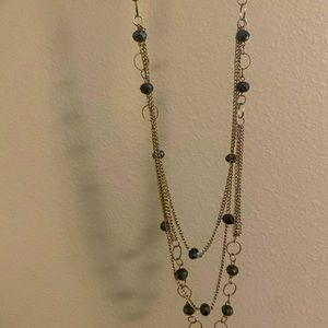 Navy blue long necklace